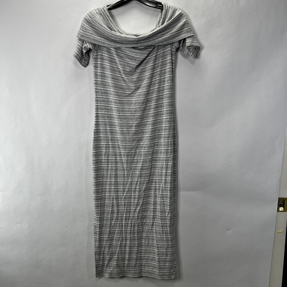 Banana Republic Off the Shoulder Ribbed Stripped Midi Dress M New